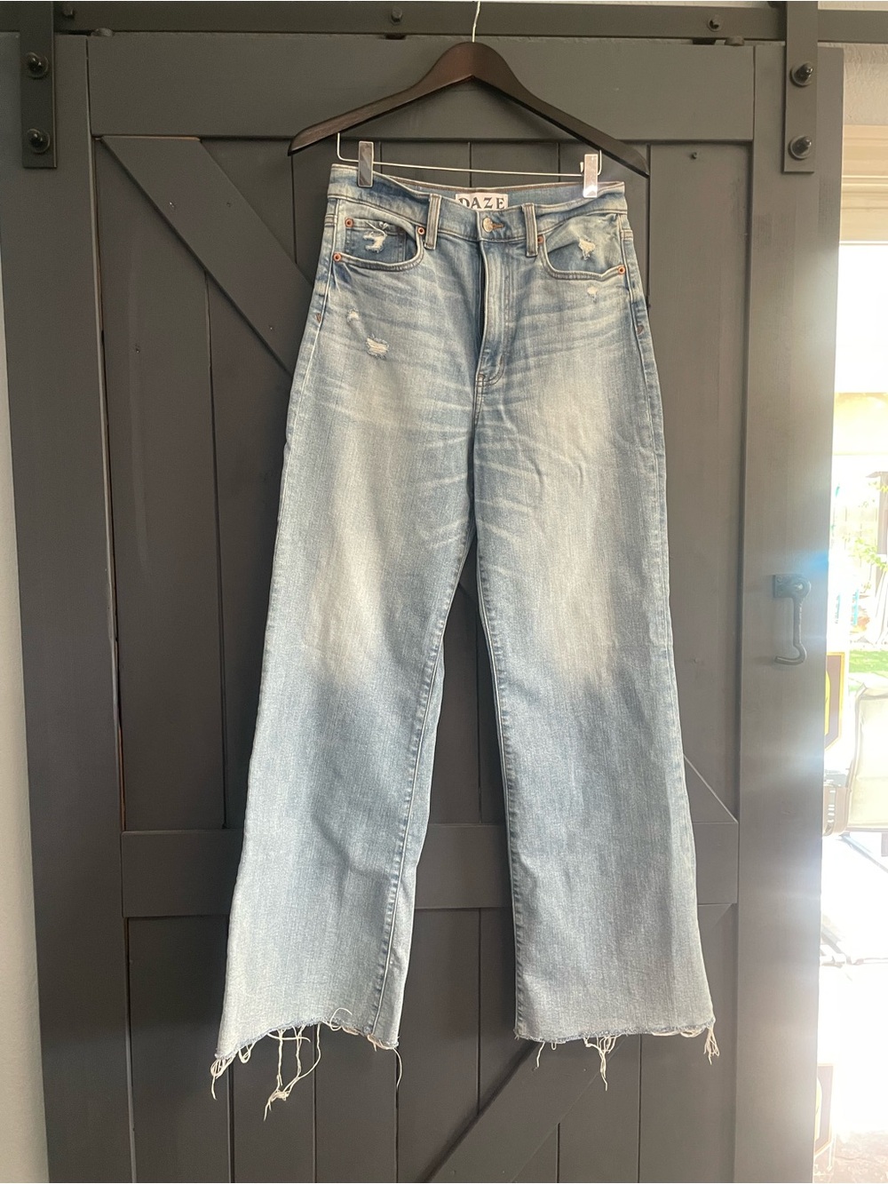 DAZE Light Blue Boyfriend Jeans with Frayed Hem